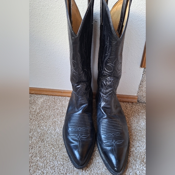 Tony Lama Mens Black Western Cowboy Boots Pointed Toe  Size 8 E - Picture 5 of 10